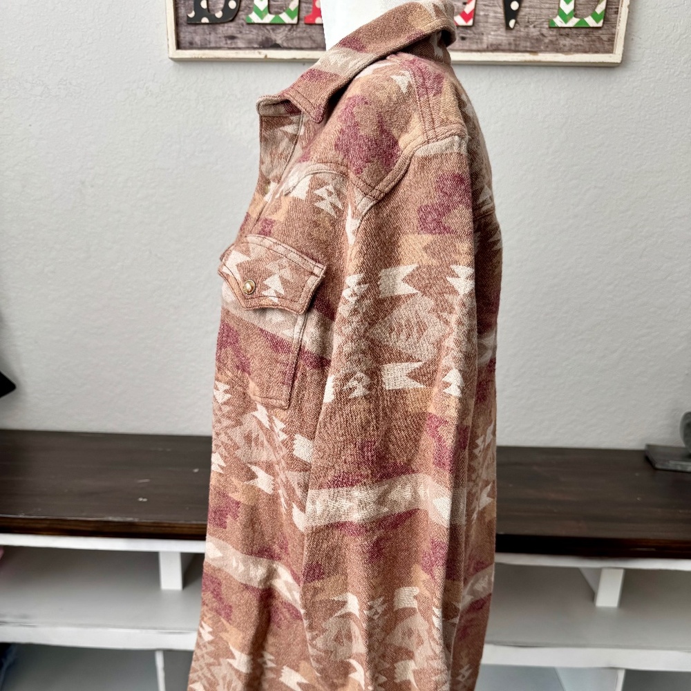 Wrangler Retro Southwestern Aztec Print Snap Western Shirt Jacket Men's Size L H - Picture 6 of 9